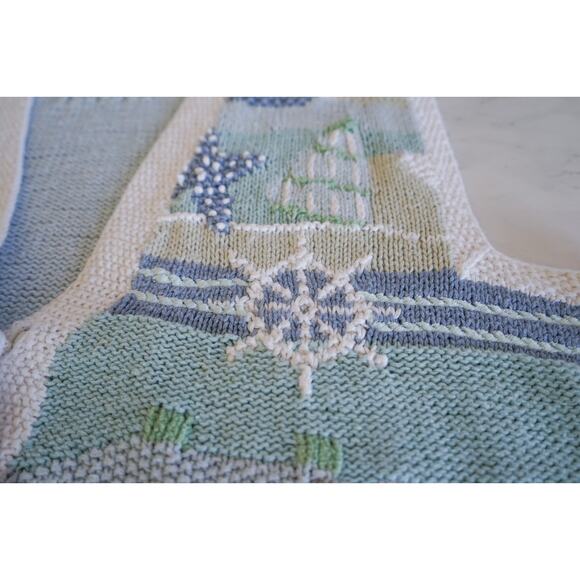 VTG Marisa Christina knit Sea Shore Sweater Vest 2X Cottagecore Whimsy Nautical - Picture 9 of 16